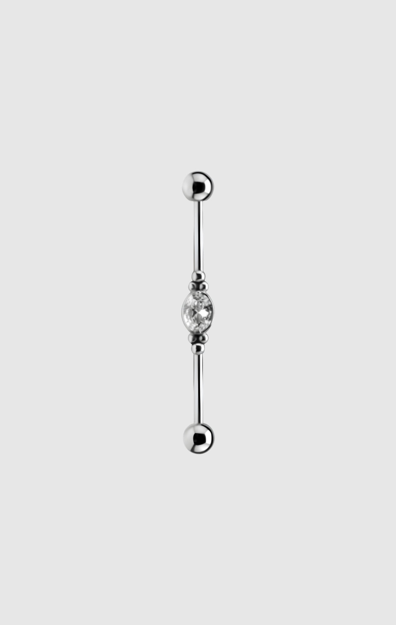 Rod Ritz - 16mm Bar earring with zirconia stone titanium piercing jewelry