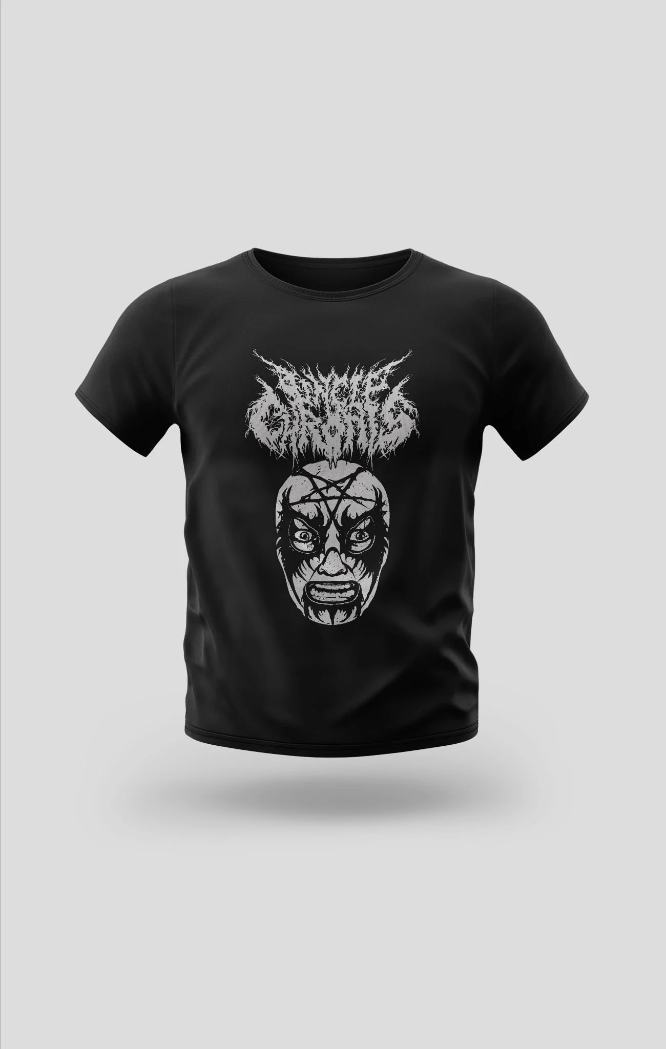 Tshirt front side with silk printing stamp named "Black Metal"