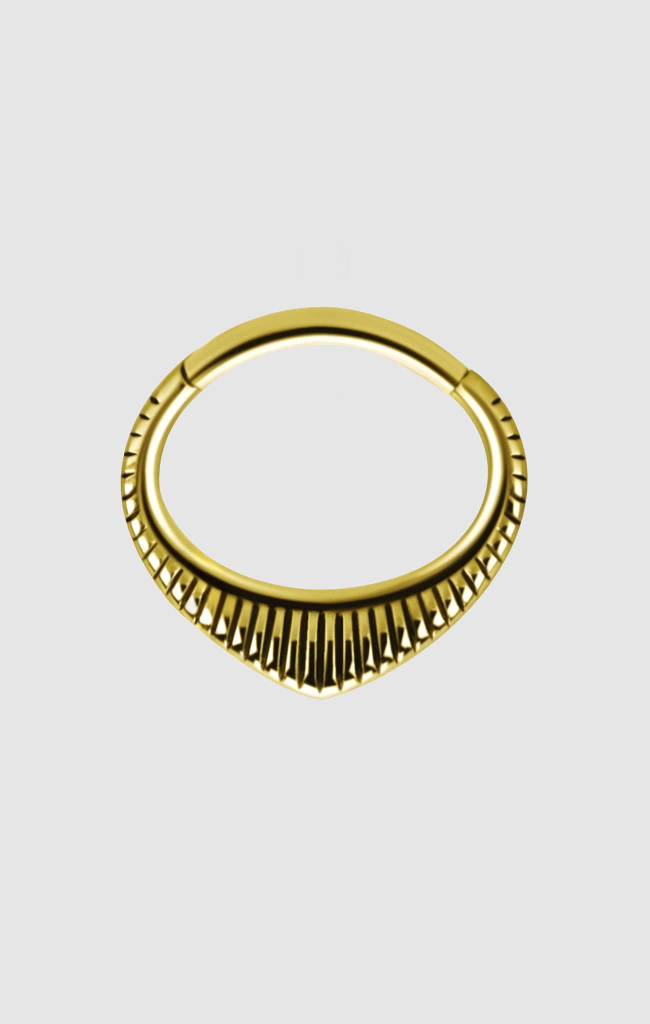 Empress Radiance hoop piercing jewel made from titanium with gold PVD coating, suitable for septum and daith piercings.