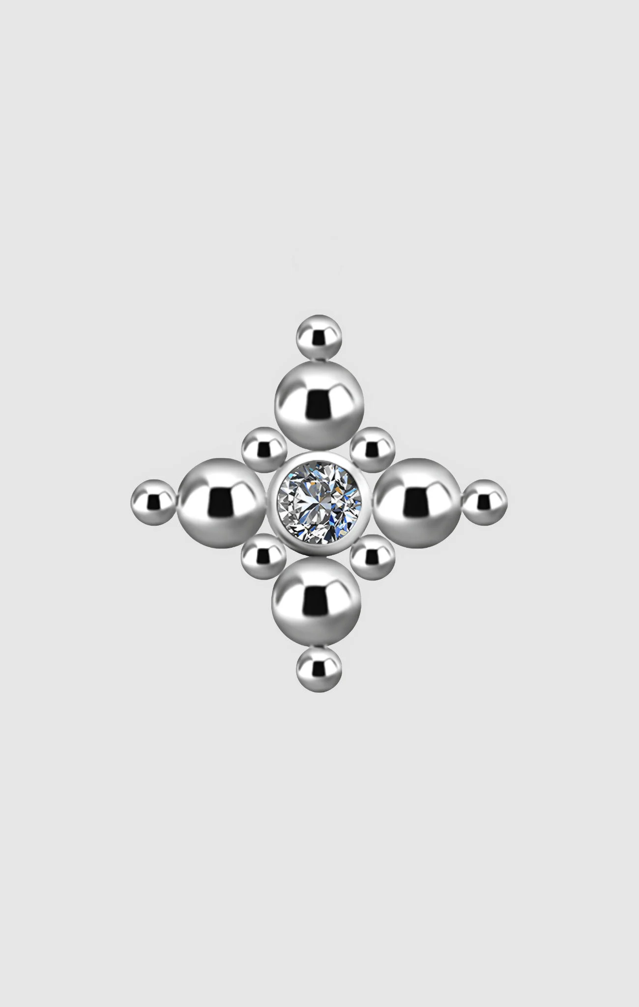 Blaze Dot titanium facial jewelry with a delicate white zirconia stone, suitable for initial or upgraded piercings.