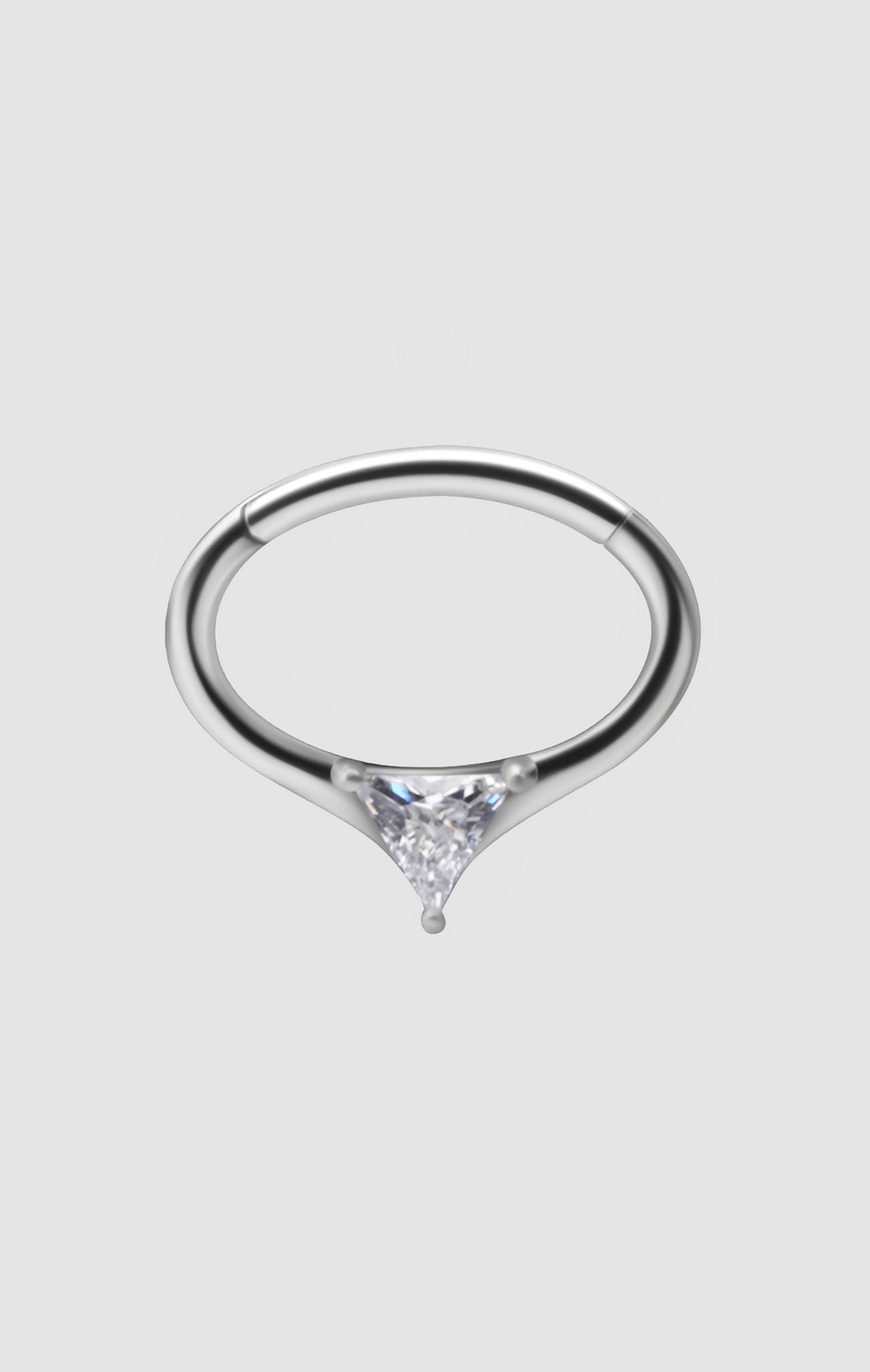 Morning Star clicker earring made from titanium with white zirconia stones, suitable for septum and daith piercings.