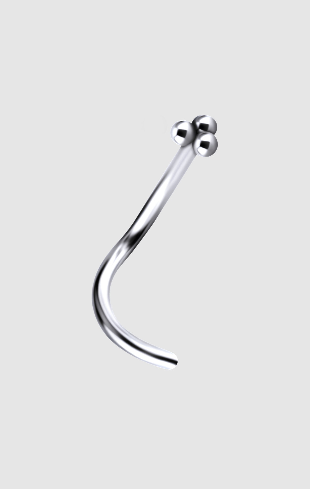 Shine Points titanium nose stud in silver, suitable for initial nostril piercings.