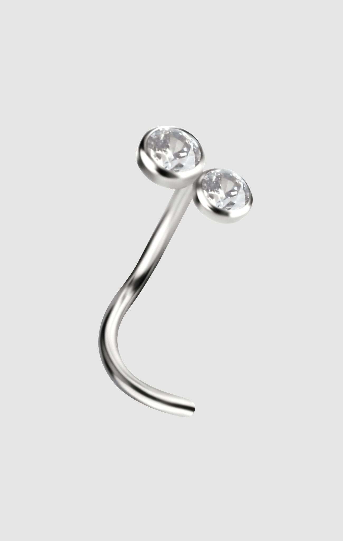 Twinkle titanium nose stud with a sparkling white zirconia stone, suitable for initial nostril piercings.